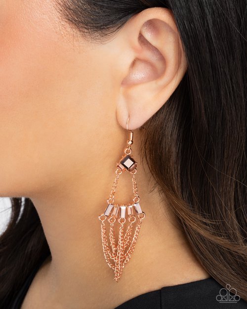 Paparazzi PREORDER Earrings - Fringe Fantasy - Copper