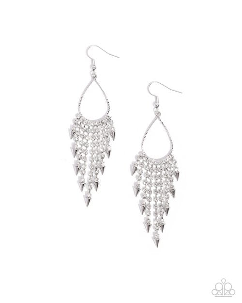 Paparazzi PREORDER Earrings - Sharp Streaming - White