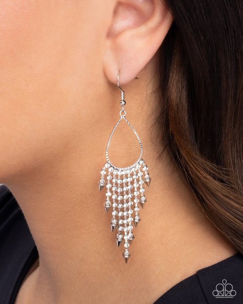 Paparazzi PREORDER Earrings - Sharp Streaming - White