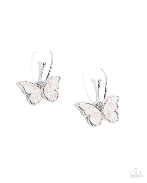 Paparazzi Earrings - Melodic Mariposa - White