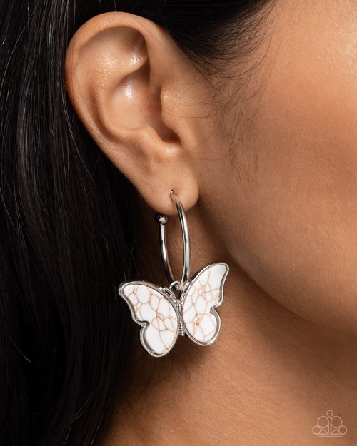 Paparazzi Earrings - Melodic Mariposa - White