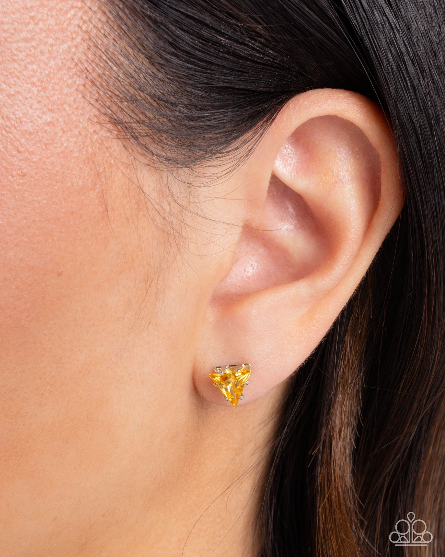 Paparazzi Earrings - Triangular Twinkle - Yellow