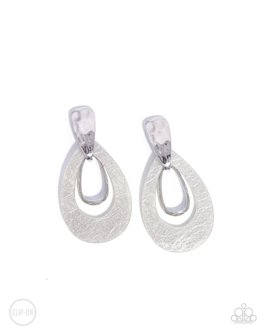 Paparazzi Earrings - Tattered Teardrop - Silver