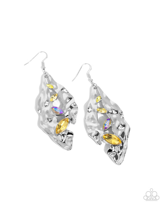 Paparazzi PREORDER Earrings - Hammered Hemisphere - Yellow