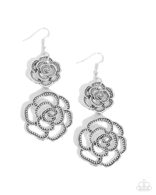 Paparazzi PREORDER Earrings - Reminiscent Rosette - Silver