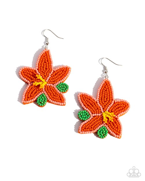 Paparazzi PREORDER Earrings - Seed Bead Symmetry - Orange