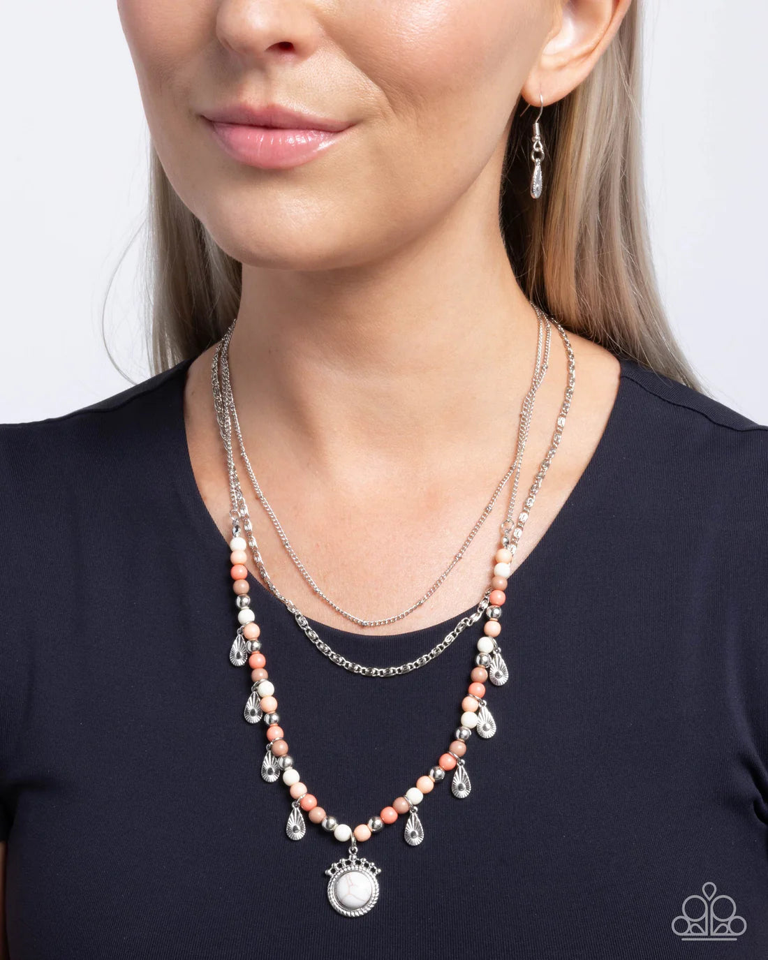 Paparazzi Necklaces - Touching Teardrops - White