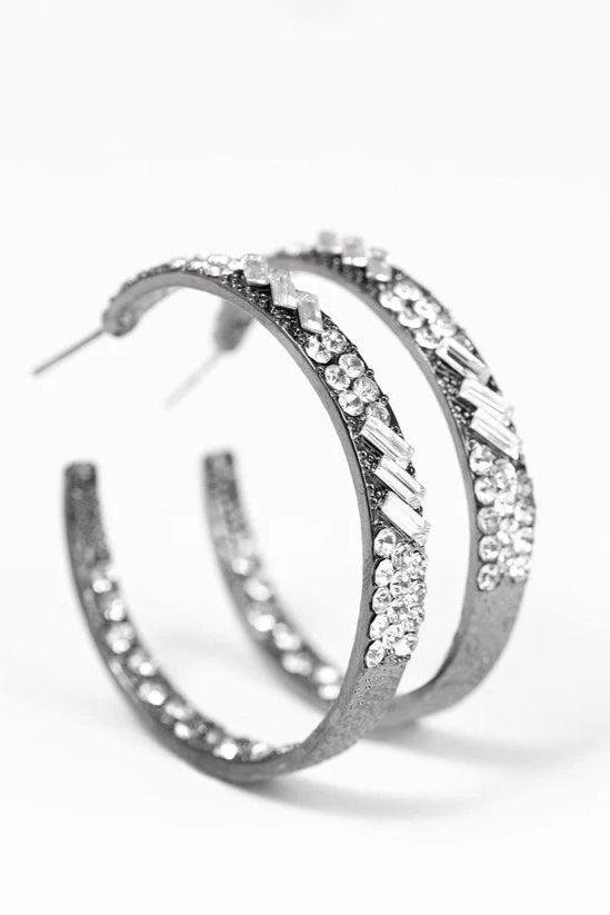 Paparazzi Earrings - Glitzy by Association - Gunmetal