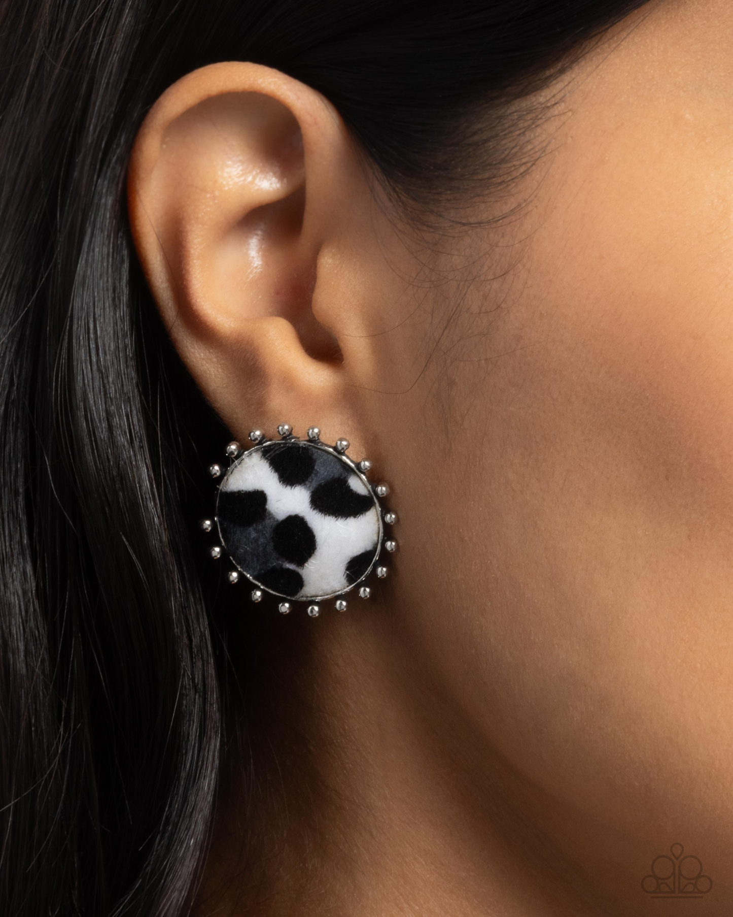 Paparazzi Earrings - Cowhide Couture - Black