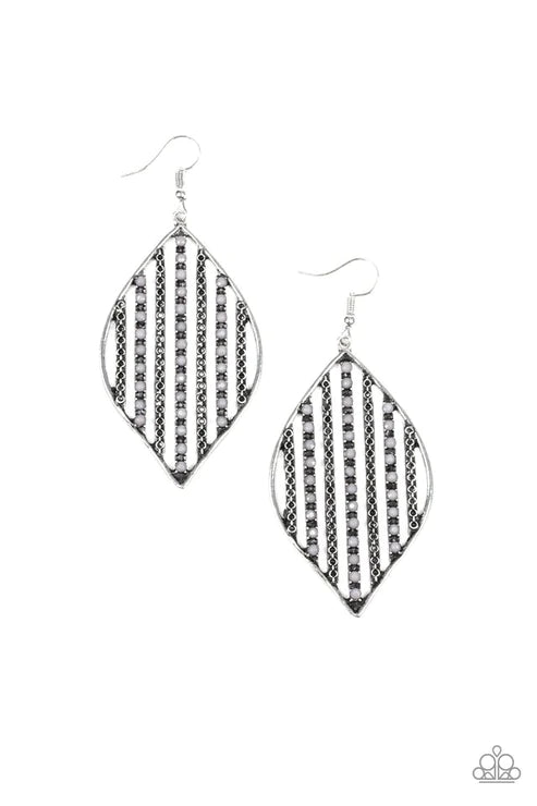 Paparazzi Earrings - Leaf Motif - Silver