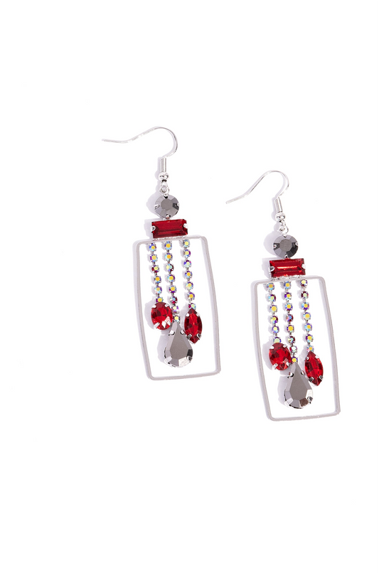 Paparazzi Earrings - Framed Feature - Red