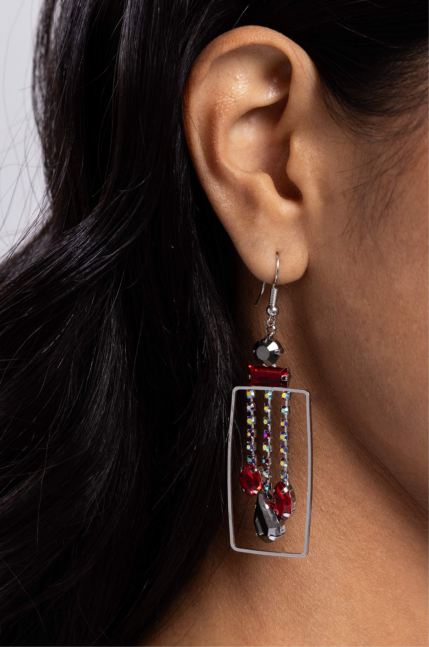 Paparazzi Earrings - Framed Feature - Red