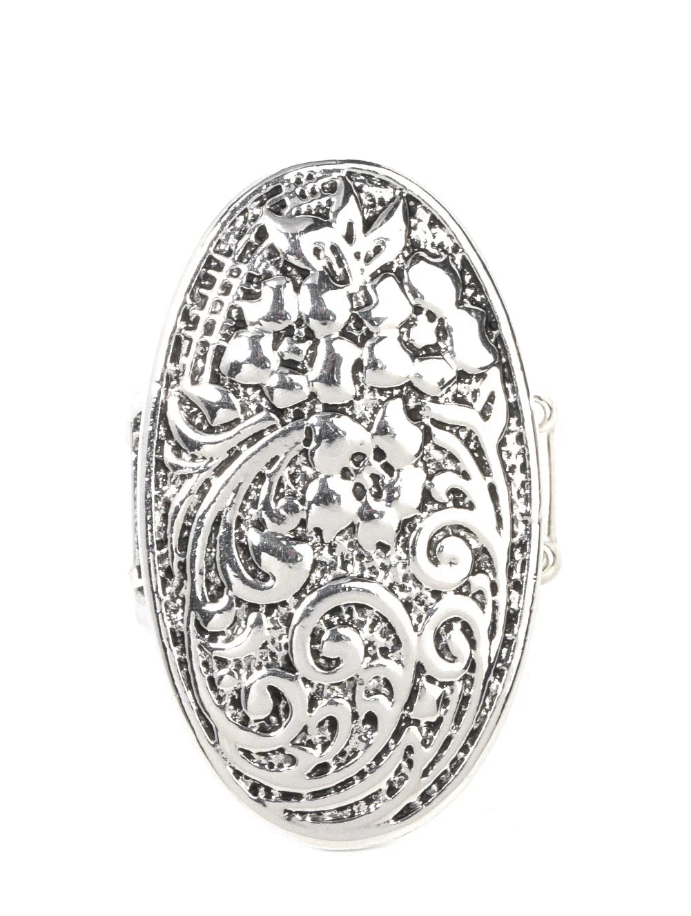Paparazzi Rings - Floral Fortress -Silver