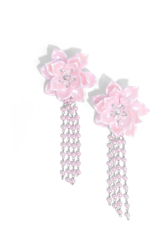 Paparazzi Earrings - Lotus Length - Pink