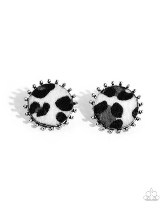 Paparazzi Earrings - Cowhide Couture - Black