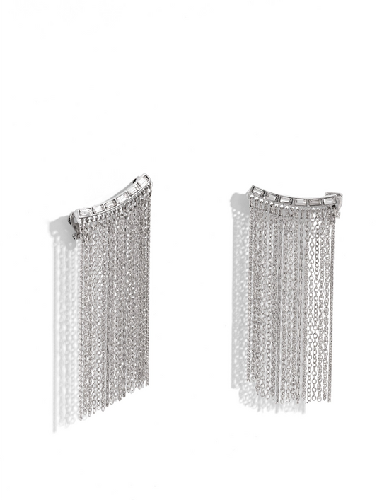 Paparazzi Earrings - Feuding Fringe - White