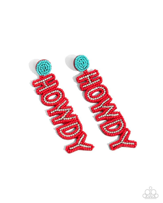 Paparazzi PREORDER Earrings - Howdy Headline - Red