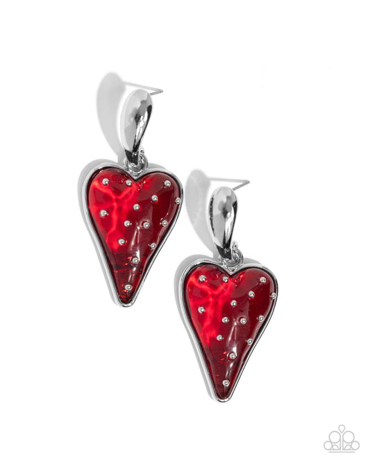 Paparazzi Earrings - Glossy Goodwill - Red