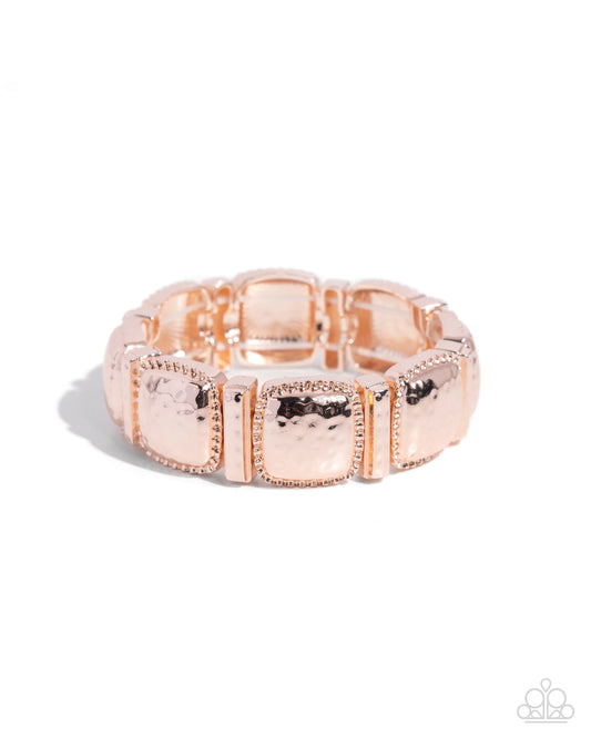 Paparazzi Bracelets - Textured Tranquility - Rose Gold