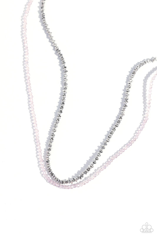 Paparazzi Necklaces - White-Collar Week - Pink