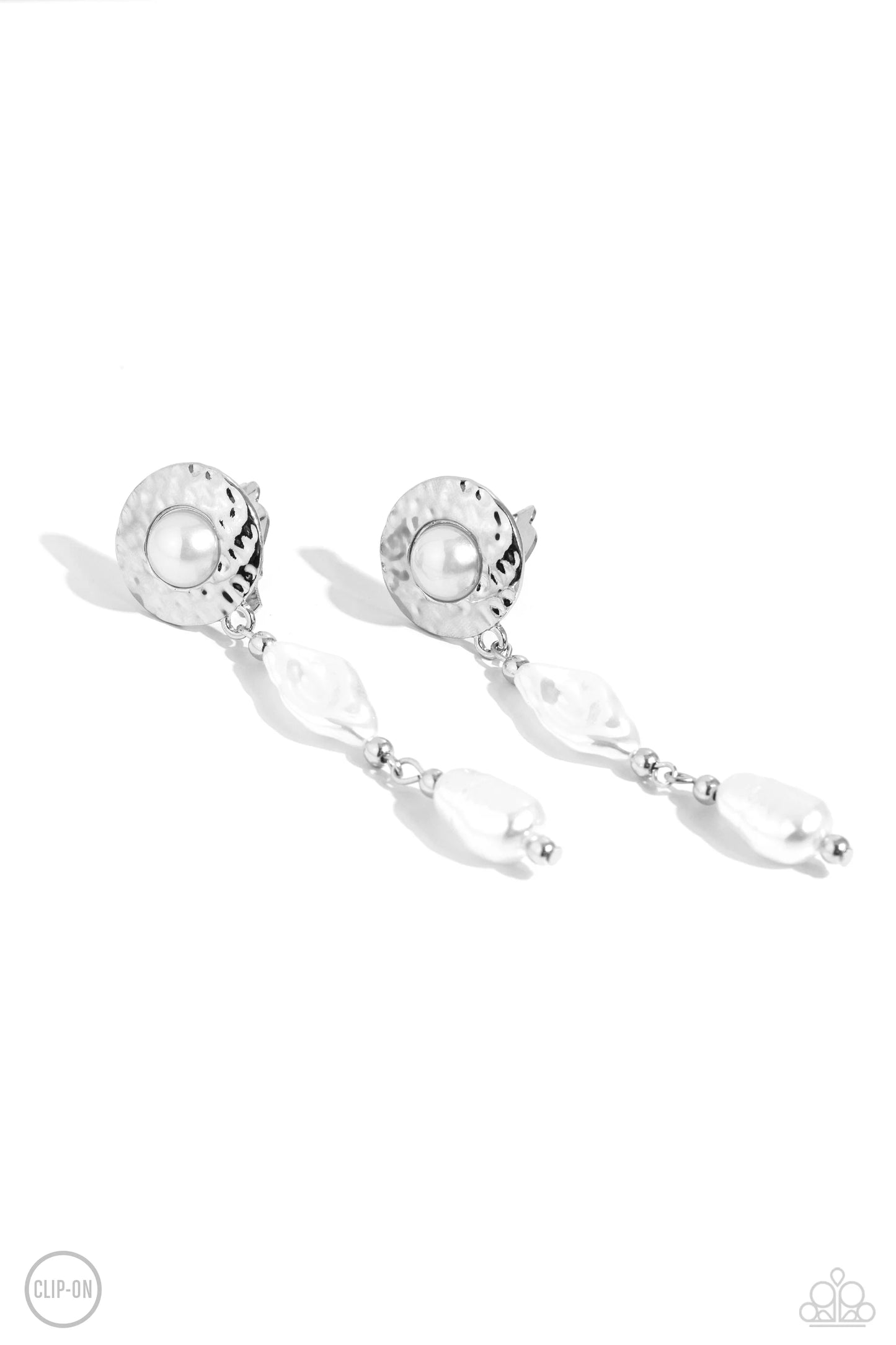 Paparazzi Earrings - Modest MVP - White