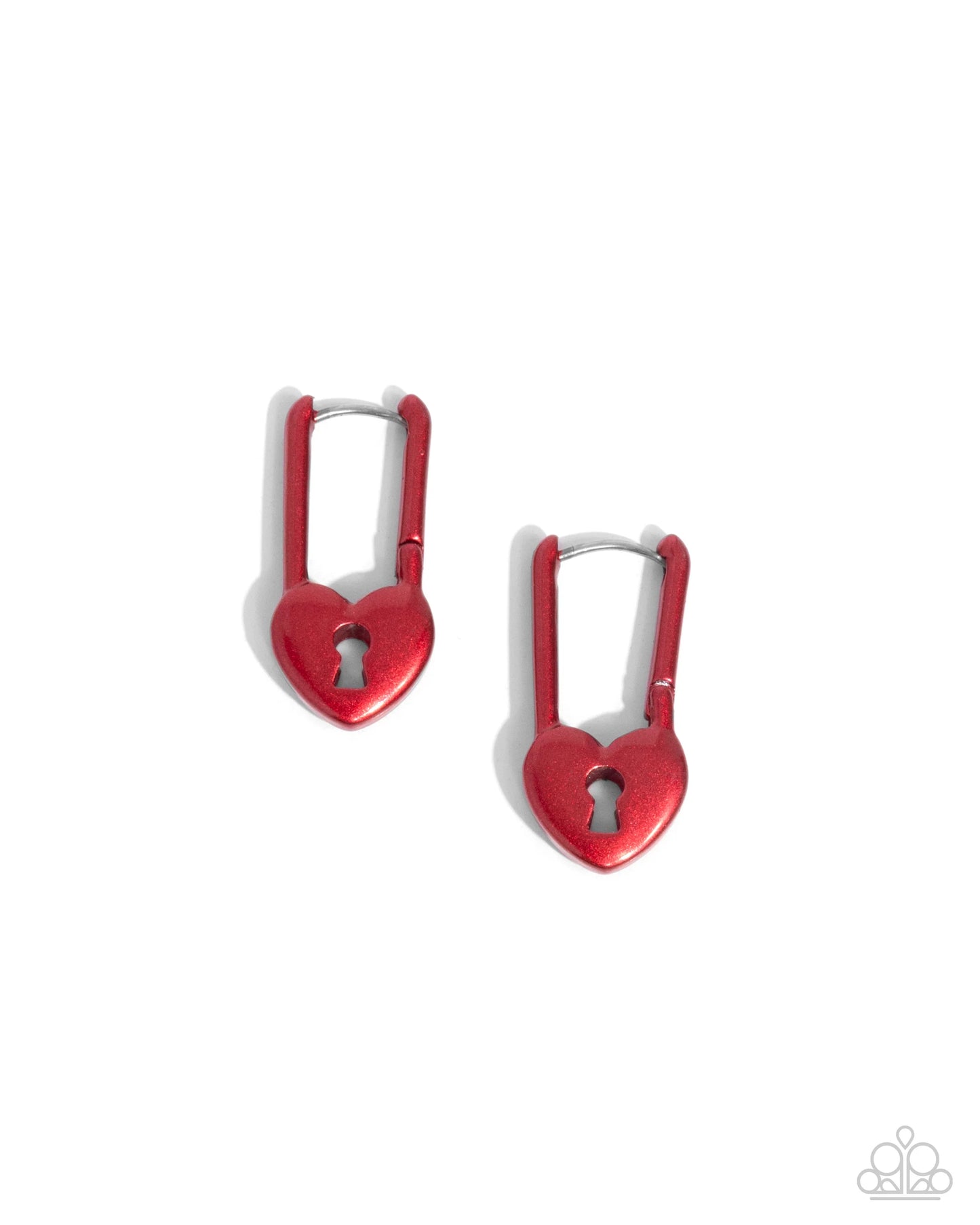 Paparazzi Earrings - Pampered Padlock - Red