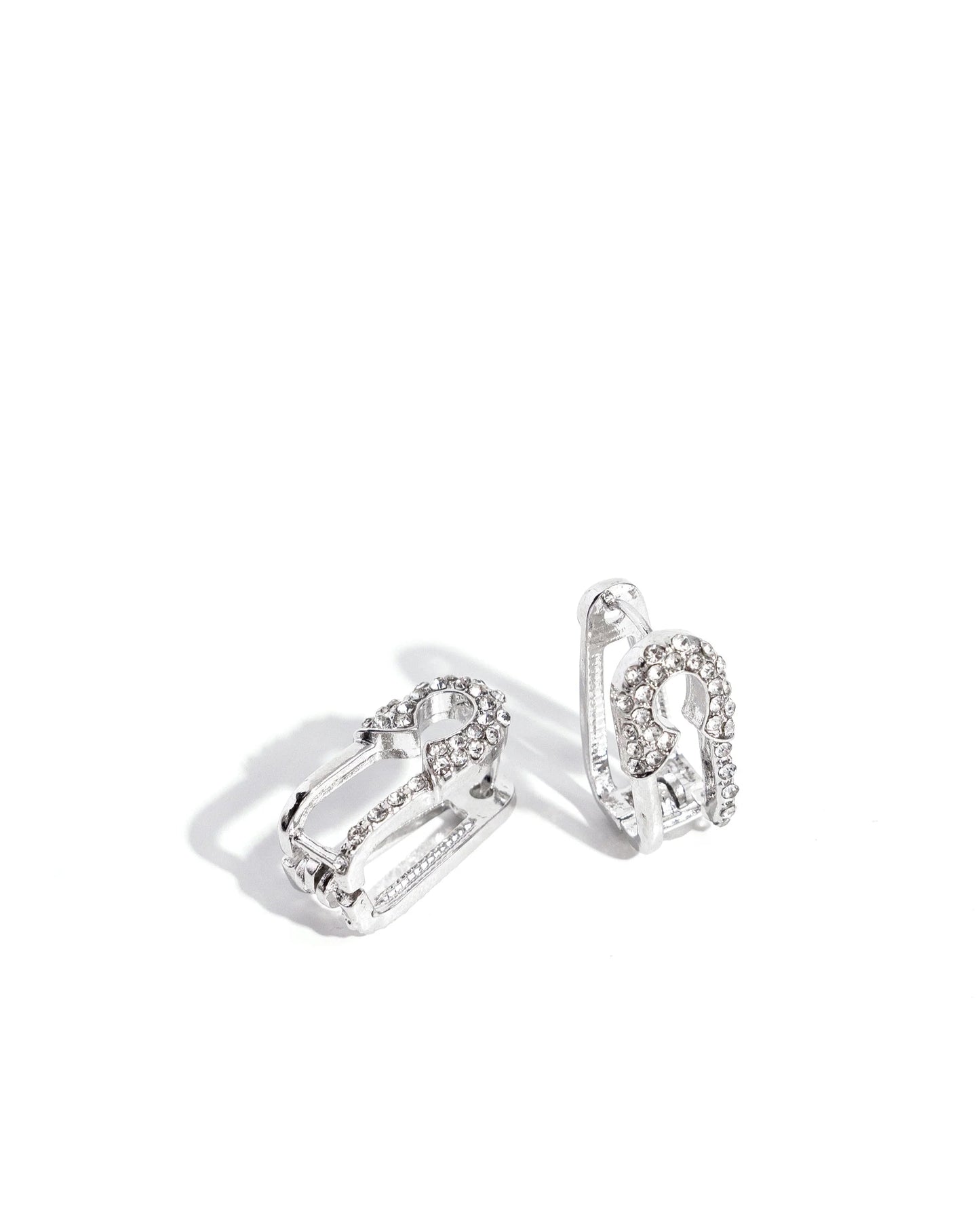 Paparazzi Earrings - Safety Pin Secret - White