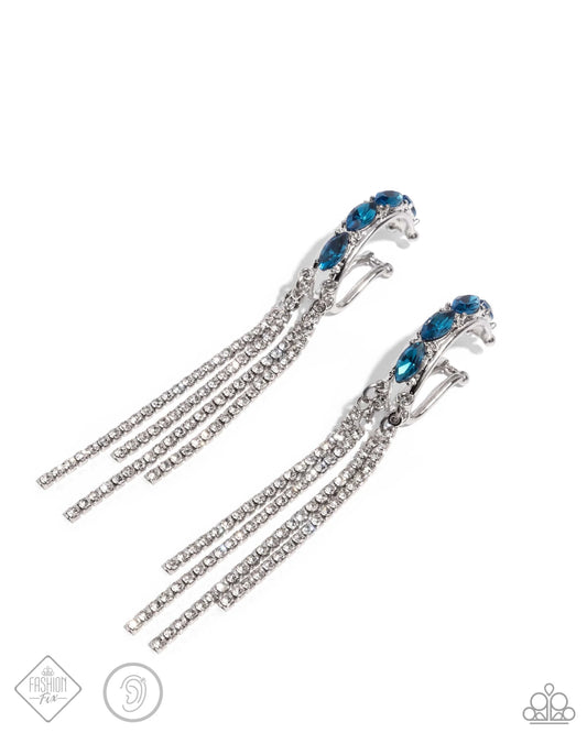 Paparazzi Earrings - 	Feminine Fascination - Blue - Fashion Fix