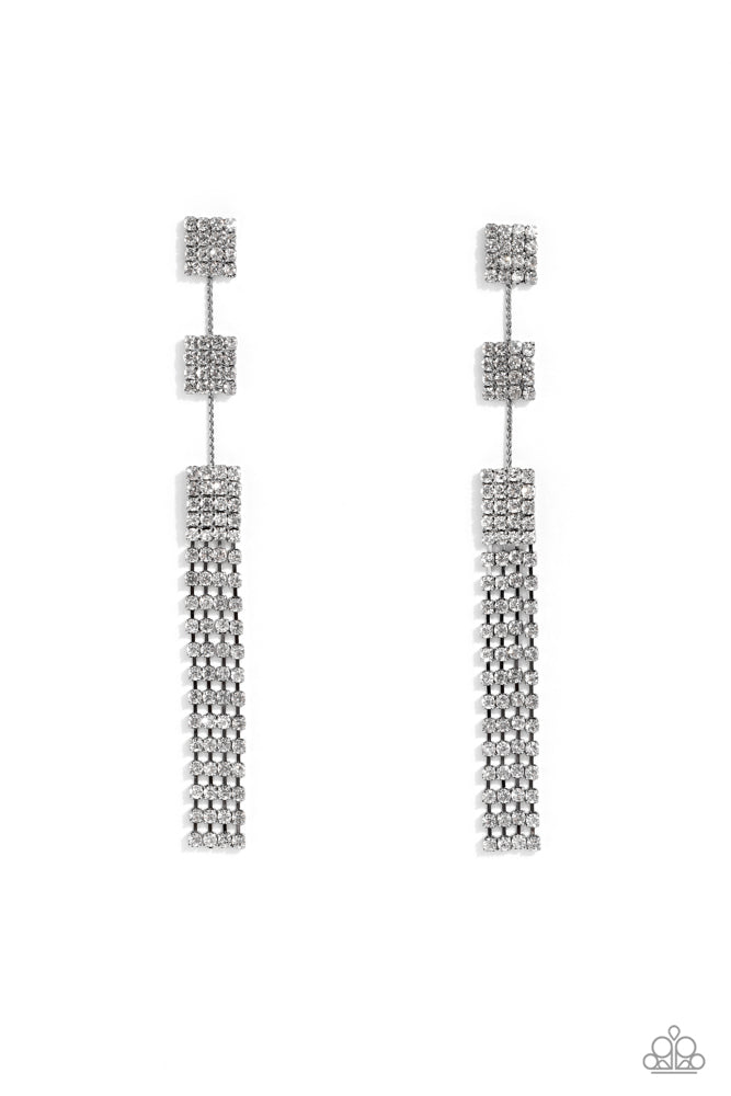 Paparazzi Earrings - Fiercely Free-Falling - Black - Fasion Fix Exclusive