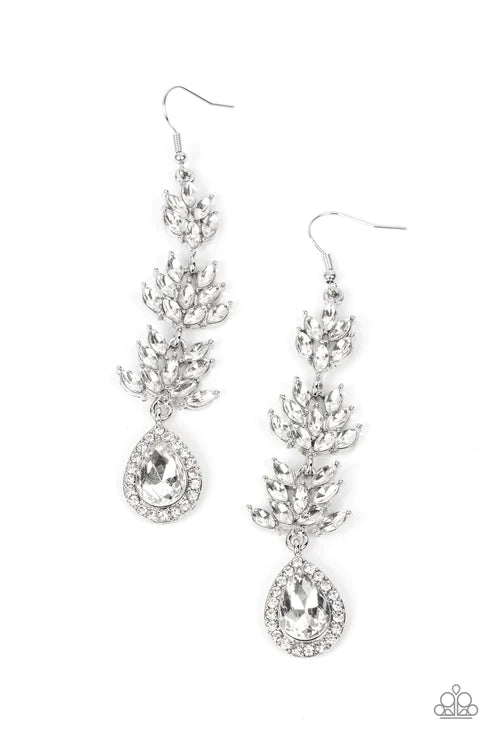 Paparazzi Earrings - Water Lily Whimsy - White