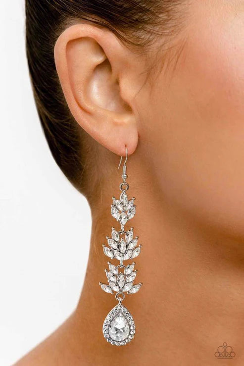 Paparazzi Earrings - Water Lily Whimsy - White