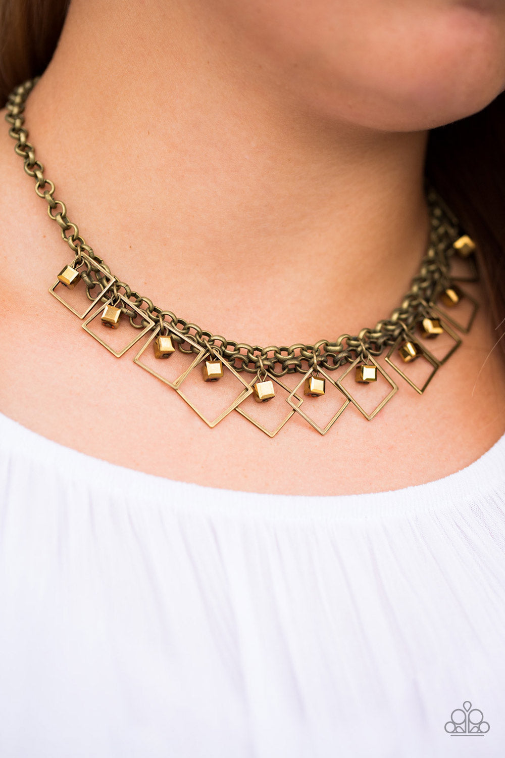Paparazzi Necklaces - Geo Down in History - Brass