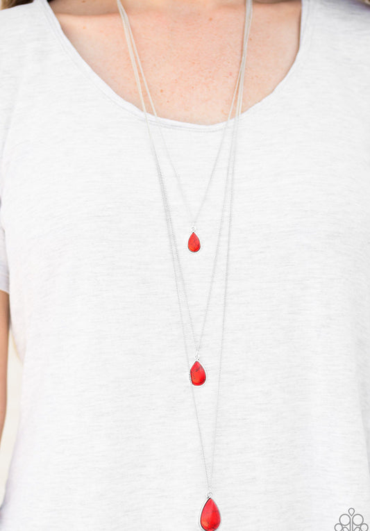 Paparazzi Necklaces - Mountain Tears - Red