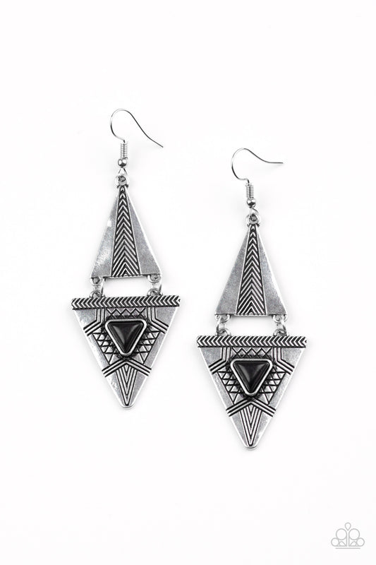 Paparazzi Earrings - El Paso Edge - Black