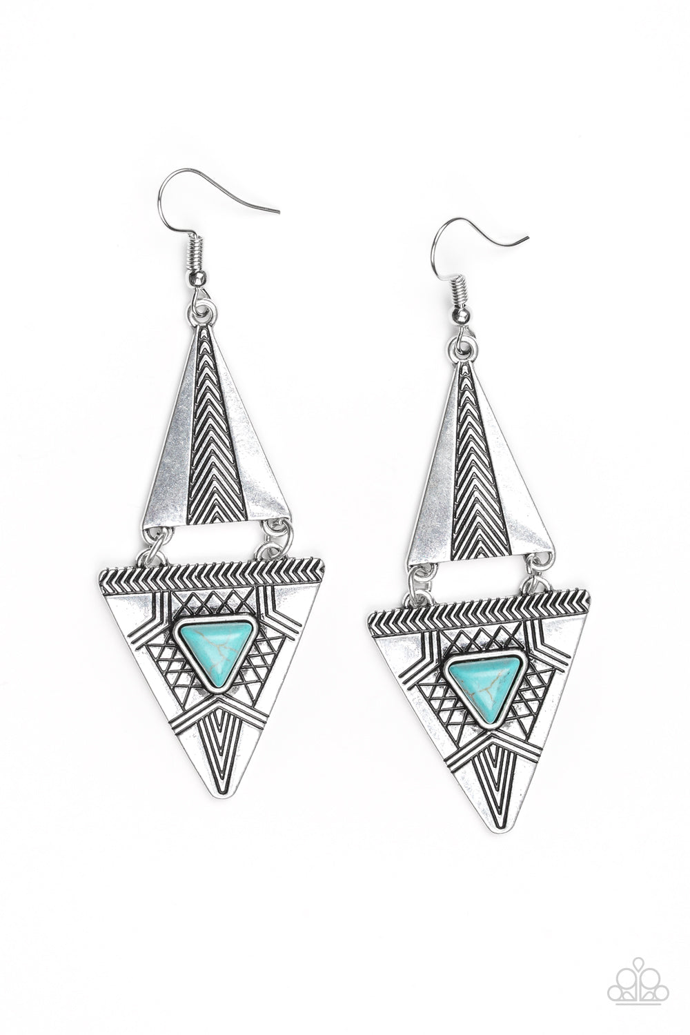 Paparazzi Earrings - El Paso Edge - Blue