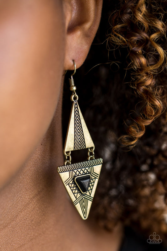 Paparazzi earring - El Paso Edge - Brass
