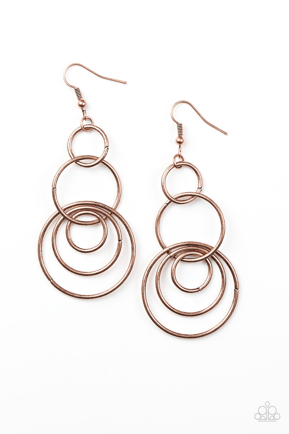 Paparazzi Earrings - Chic Circles - Copper