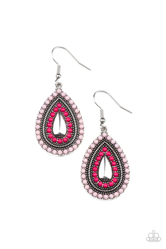 Paparazzi Earrings - Beaded Bonanza - Pink