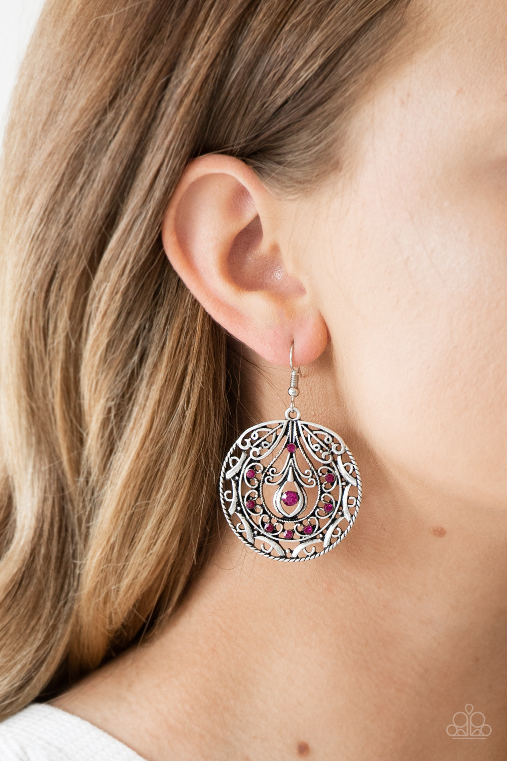 Paparazzi Earrings - Choose To Sparkle - Pink
