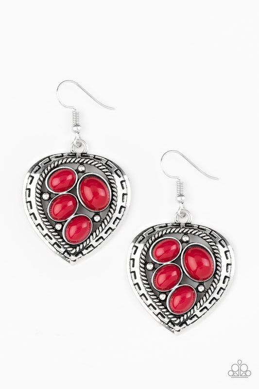 Paparazzi Earrings - Wild Heart Wonder - Red