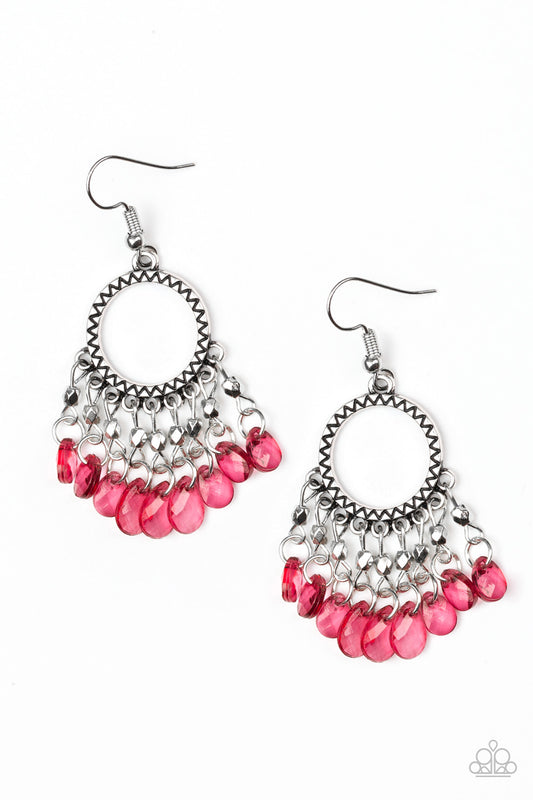 Paparazzi Earrings - Paradise Palace - Red
