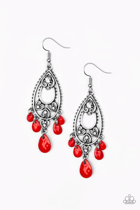 Paparazzi Earrings - Fashion Flirt - Red