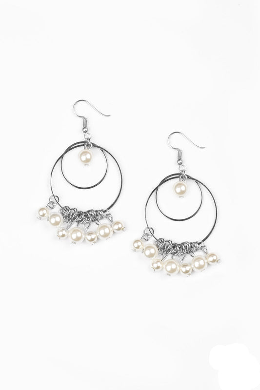 Paparazzi Earrings - New York Attraction - White