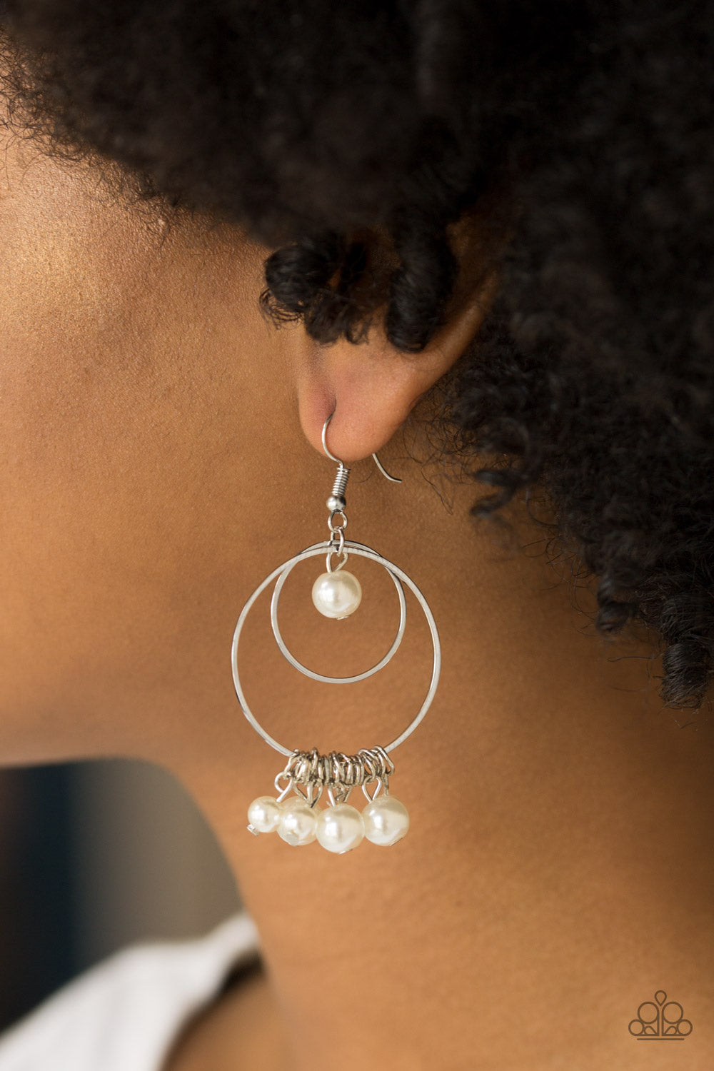 Paparazzi Earrings - New York Attraction - White