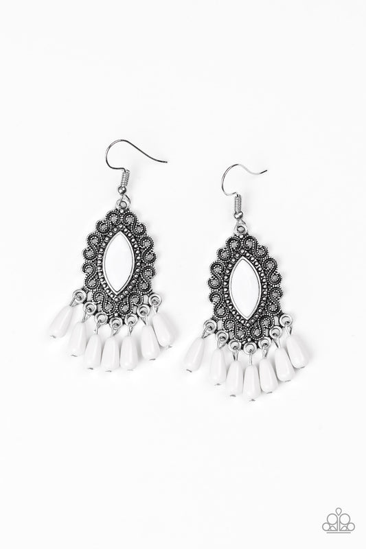 Paparazzi Earrings - Private Villa - White