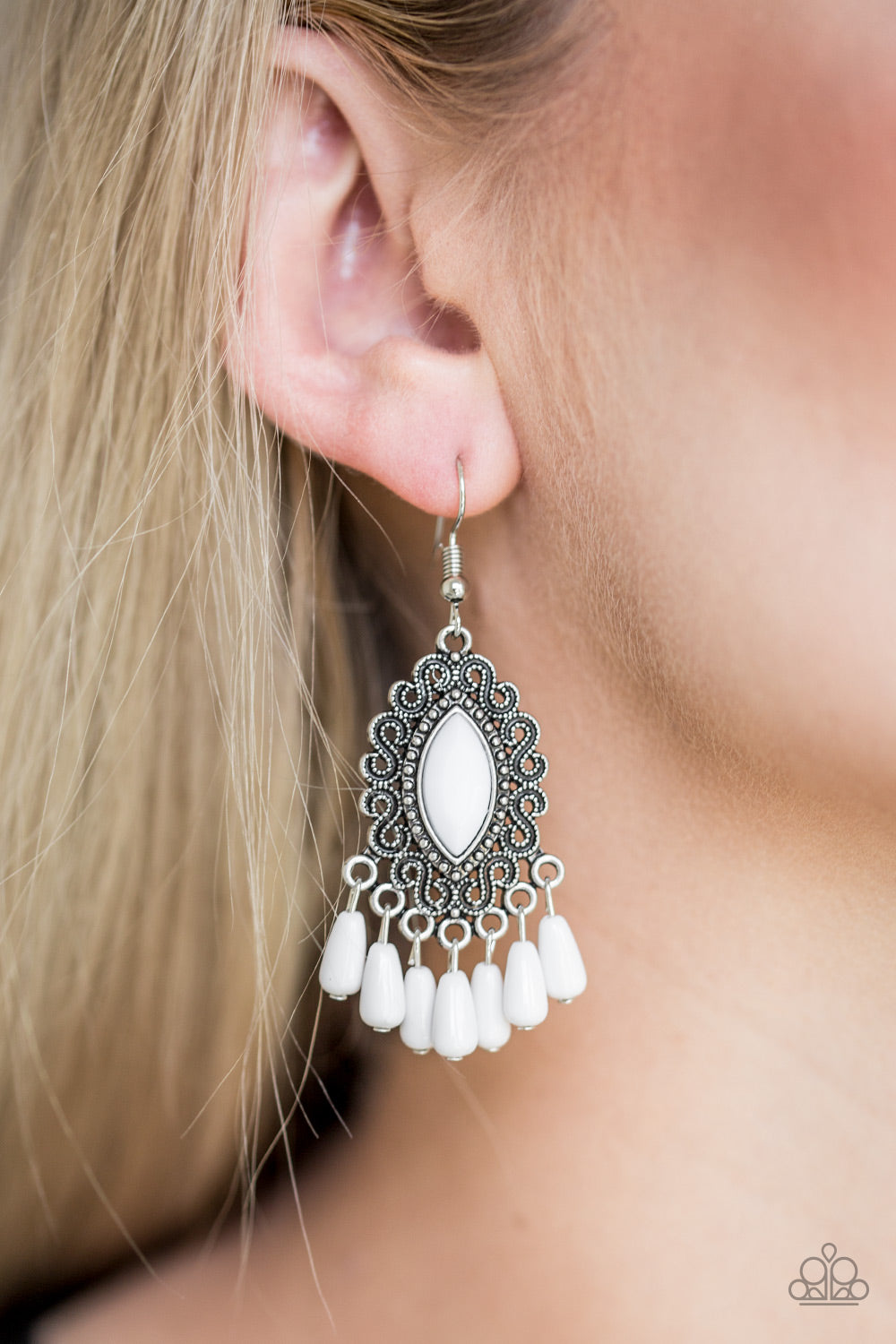 Paparazzi Earrings - Private Villa - White