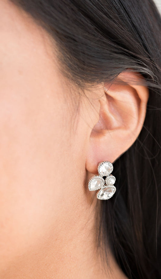 Paparazzi Earrings - Super Superstar - White