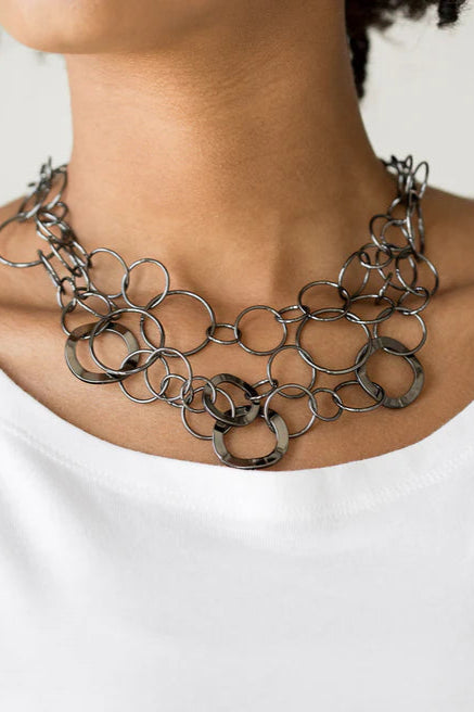 Paparazzi Necklaces - Mail Street Mechanics - Black