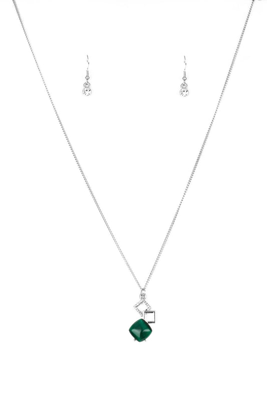 Paparazzi Necklaces - Stylishly Square - Green