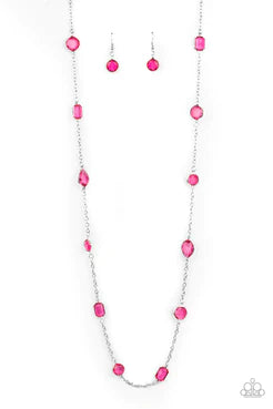 Paparazzi Necklaces - Glassy Glamorous - Pink